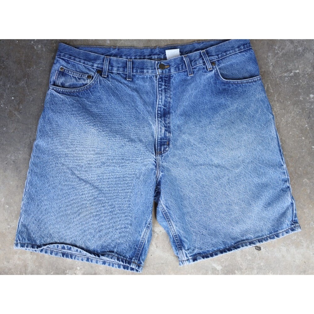Vintage Carhartt B28 DST Denim Shorts Mens 44 Blue Jean Jorts Carpenter Workwear